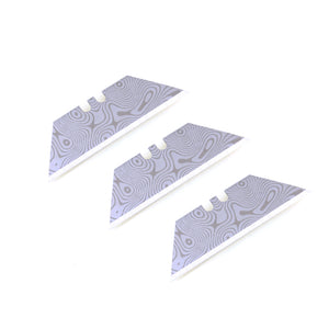 Stinger Laser Engraved Utility Edges, Tool Replacements - Damascus Style (Trapezoid 3 pcs - Silver)