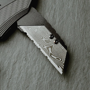 Stinger P01 Partially Serrated Utility Blade Replacement - Laser Engraved Silver Damascus Style (3 pcs)