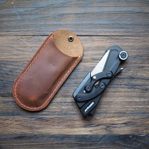 Stinger Olfa Evolution Edge with Leather Pouch, Folding Pocket Utility - Matte Black