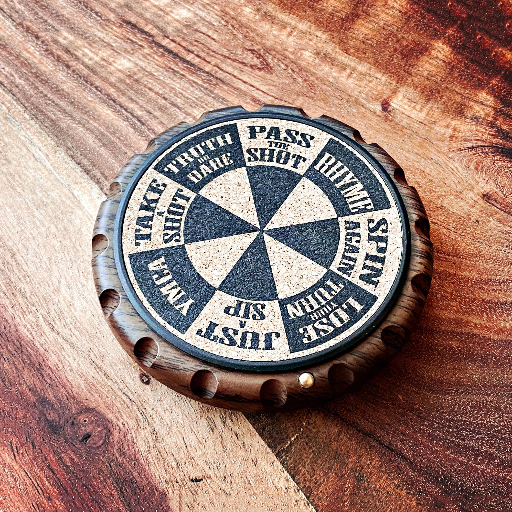 Ergo-Spin Game Cork Coaster with Fidget Spinner