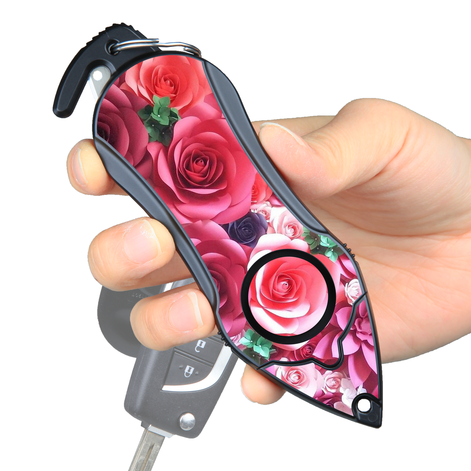 Personal Alarm Emergency Tool: Safety Alarm, Seat Belt Cutter, Glass Breaker (Pink Rose)