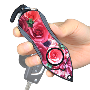 Personal Alarm Emergency Tool: Safety Alarm, Seat Belt Cutter, Glass Breaker (Pink Rose)