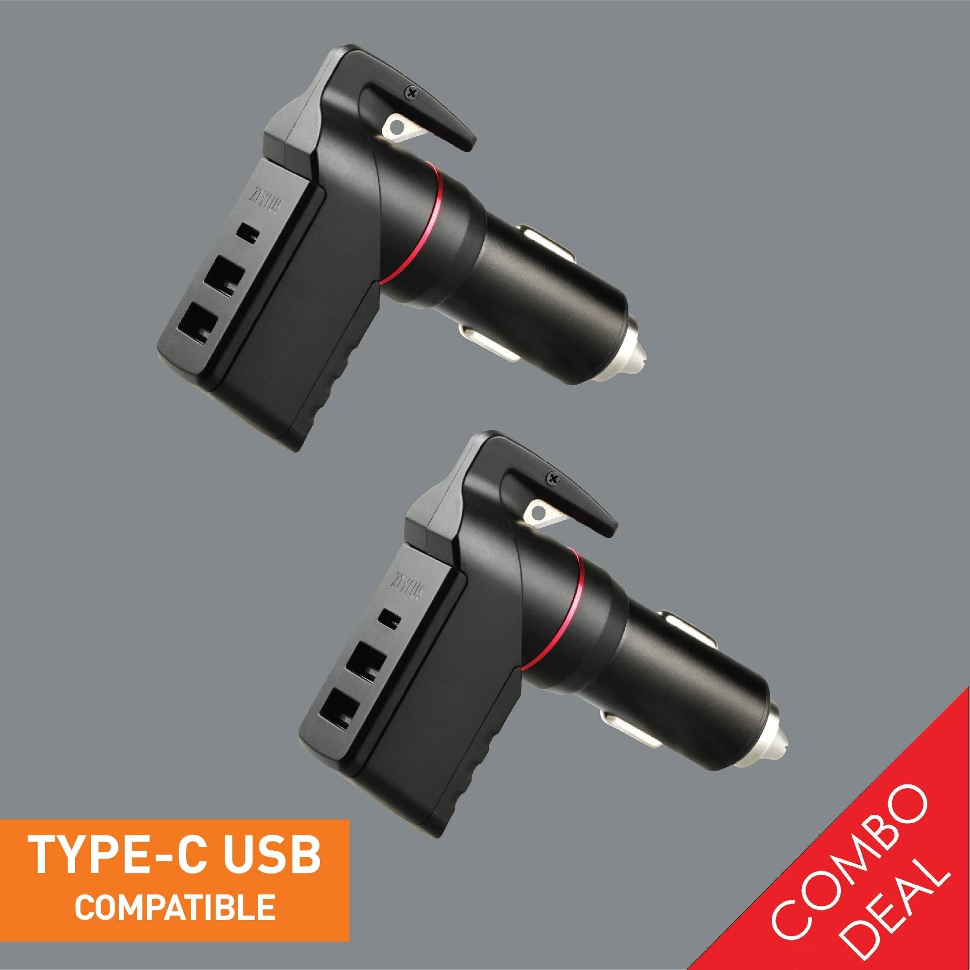 USB Car Charger Emergency Tool (2pc)