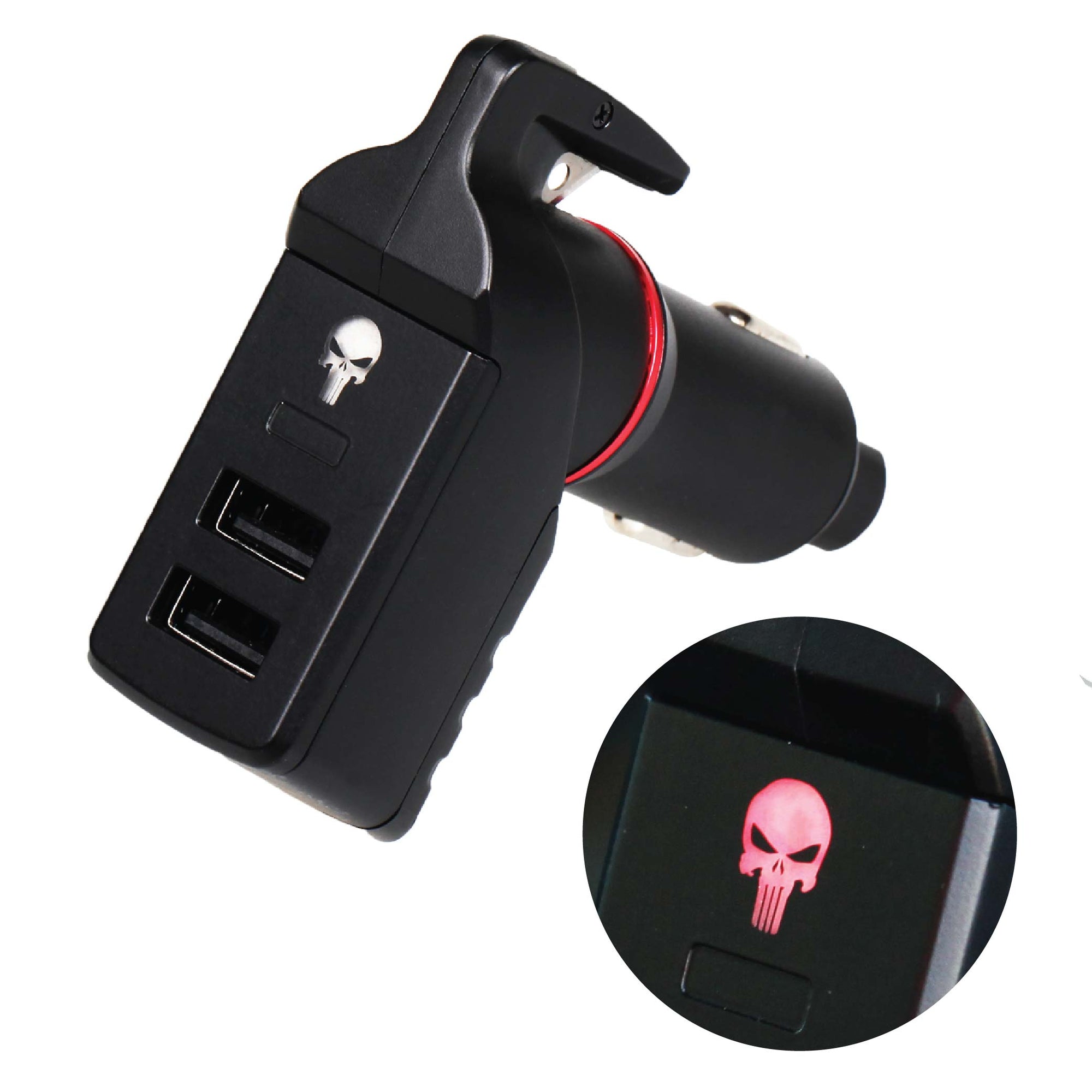 USB Car Charger Emergency Tool (Red Punisher)